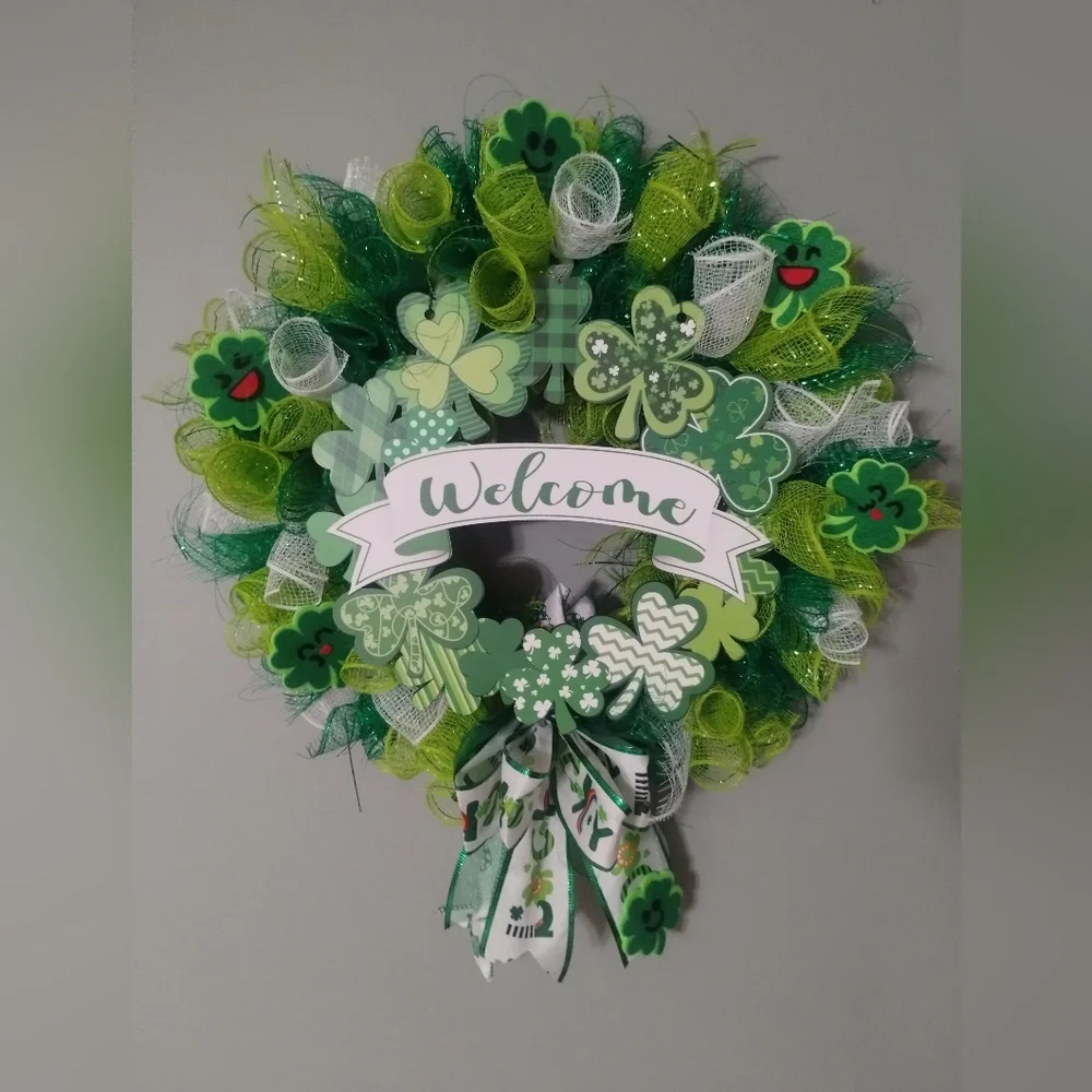 St Patrick's Day Mesh Wreath